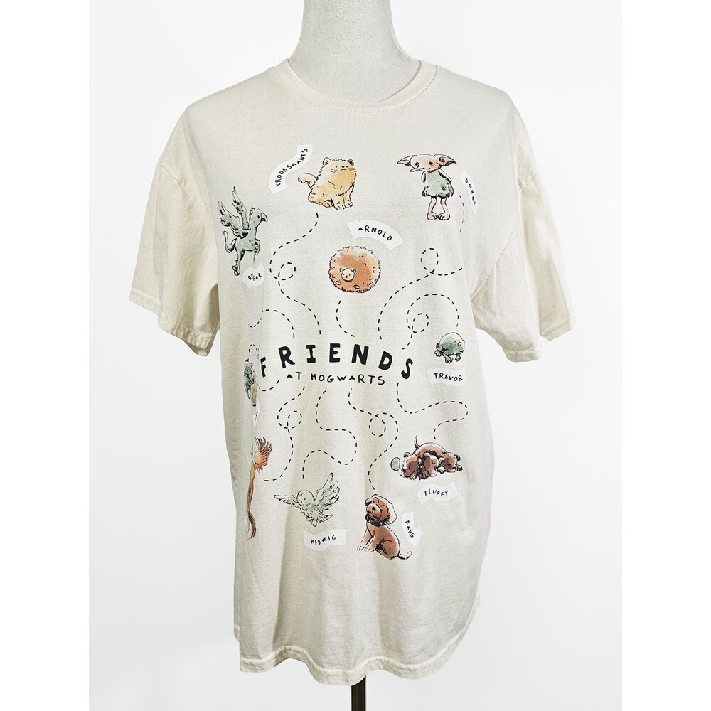Harry Potter Large Natural Beige Friends at Hogwarts Unisex Tshirt